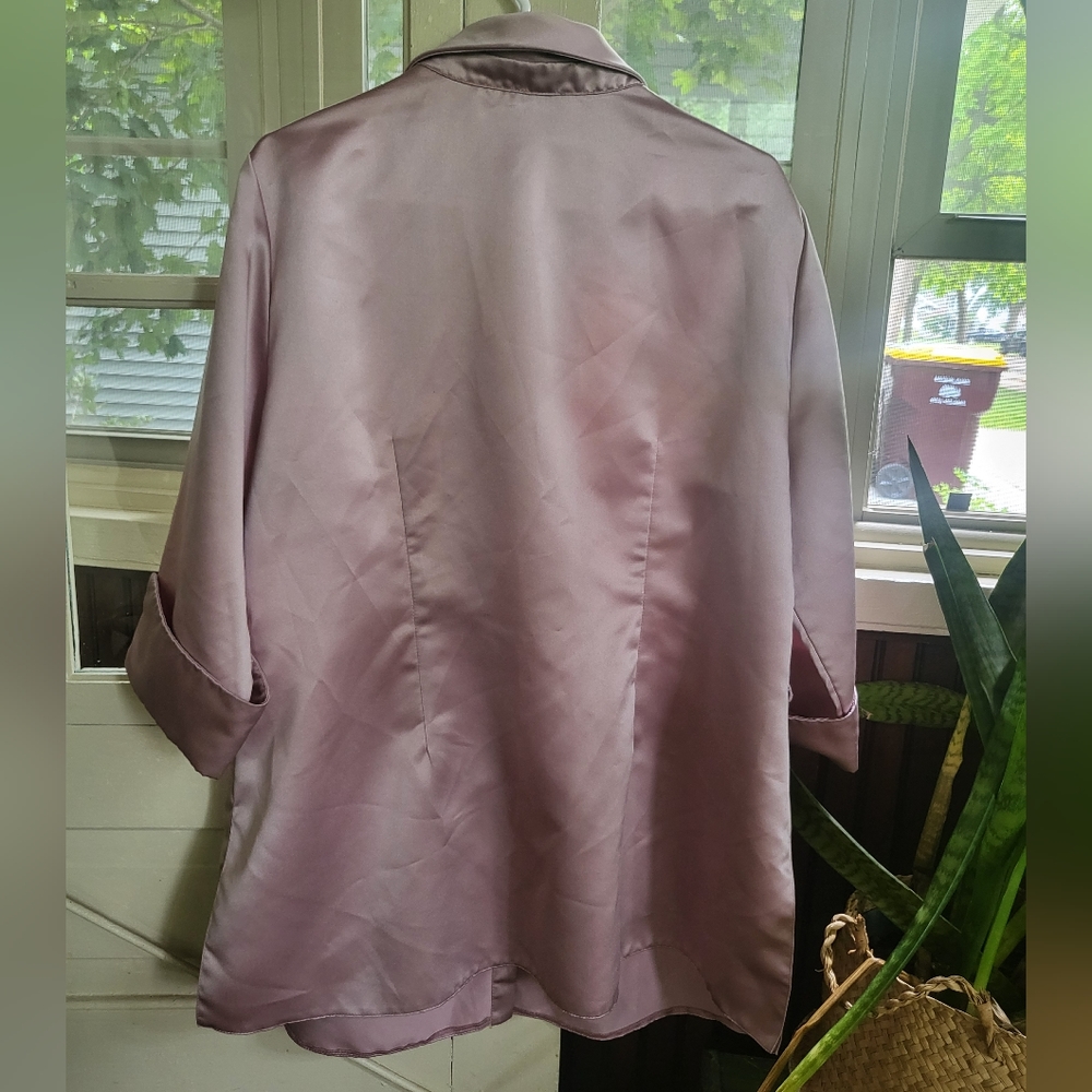 JS Collections Pink Rhinestone Button Long Button Down Size 16 - Picture 2 of 5